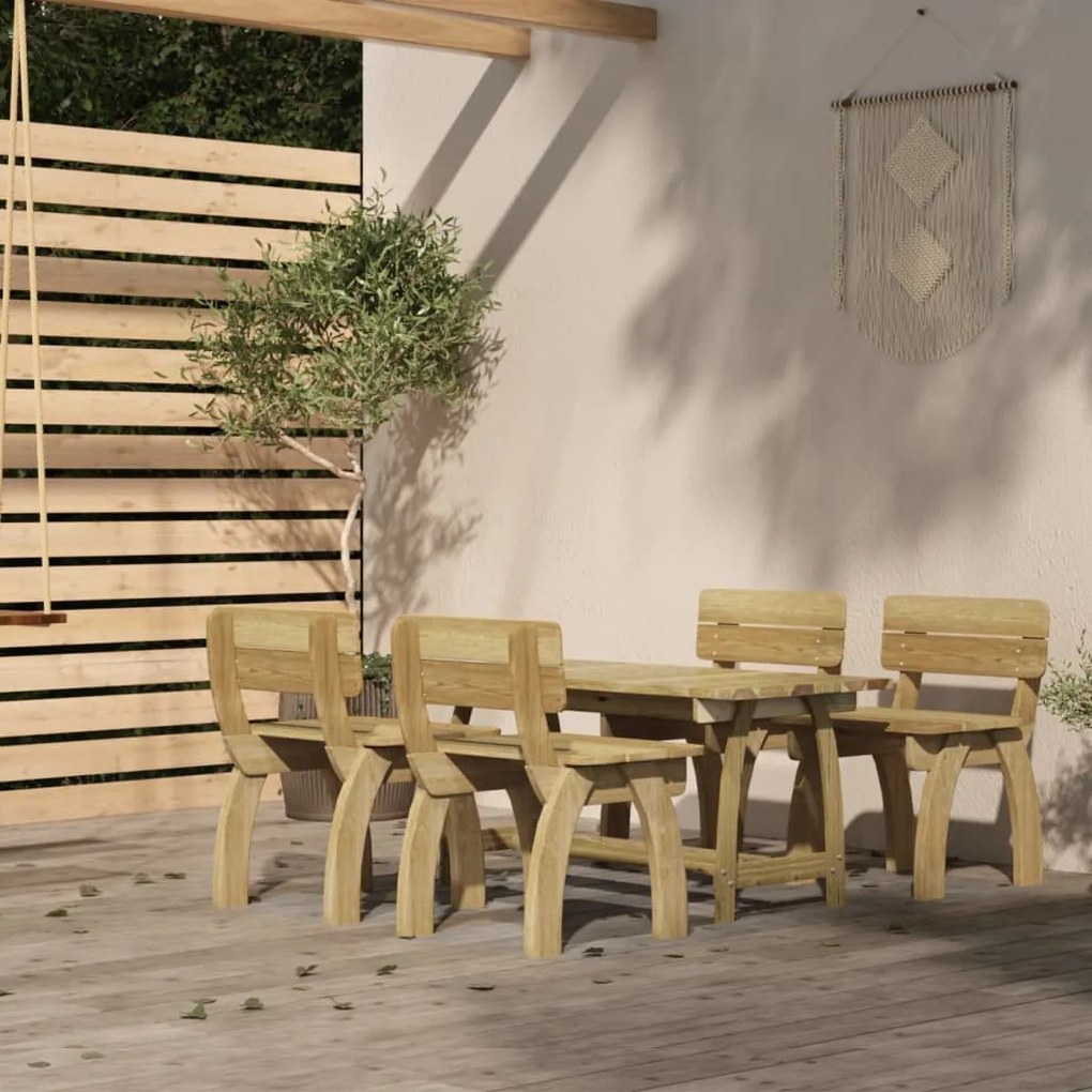 Set da pranzo da giardino 5 pz in legno di pino impregnato