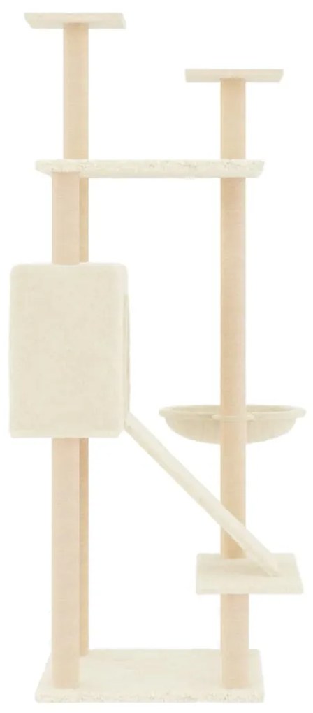 Albero per gatti con tiragraffi in sisal crema 153 cm
