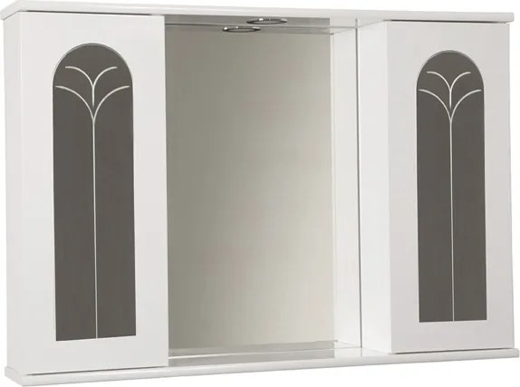 Specchiera bagno Bianco Lucido 92 cm a 2 ante palme con luce LED