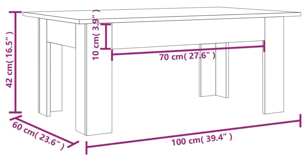 Tavolino da Salotto Grigio Sonoma 100x60x42cm Legno Multistrato