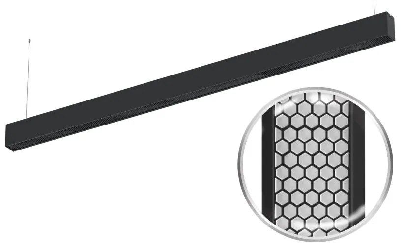 Lampada LED Sospesa 40W 120cm, UGR11, DALI2 con driver Philips Bianca o nera Colore Bianco Variabile CCT, Colore del corpo Nero