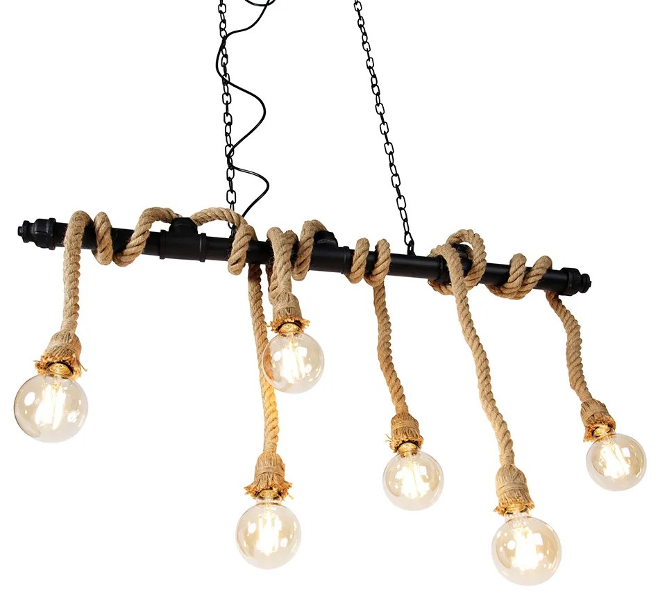 Lampada a sospensione intelligente nera 6 luci incl. Wifi G95 - Plural