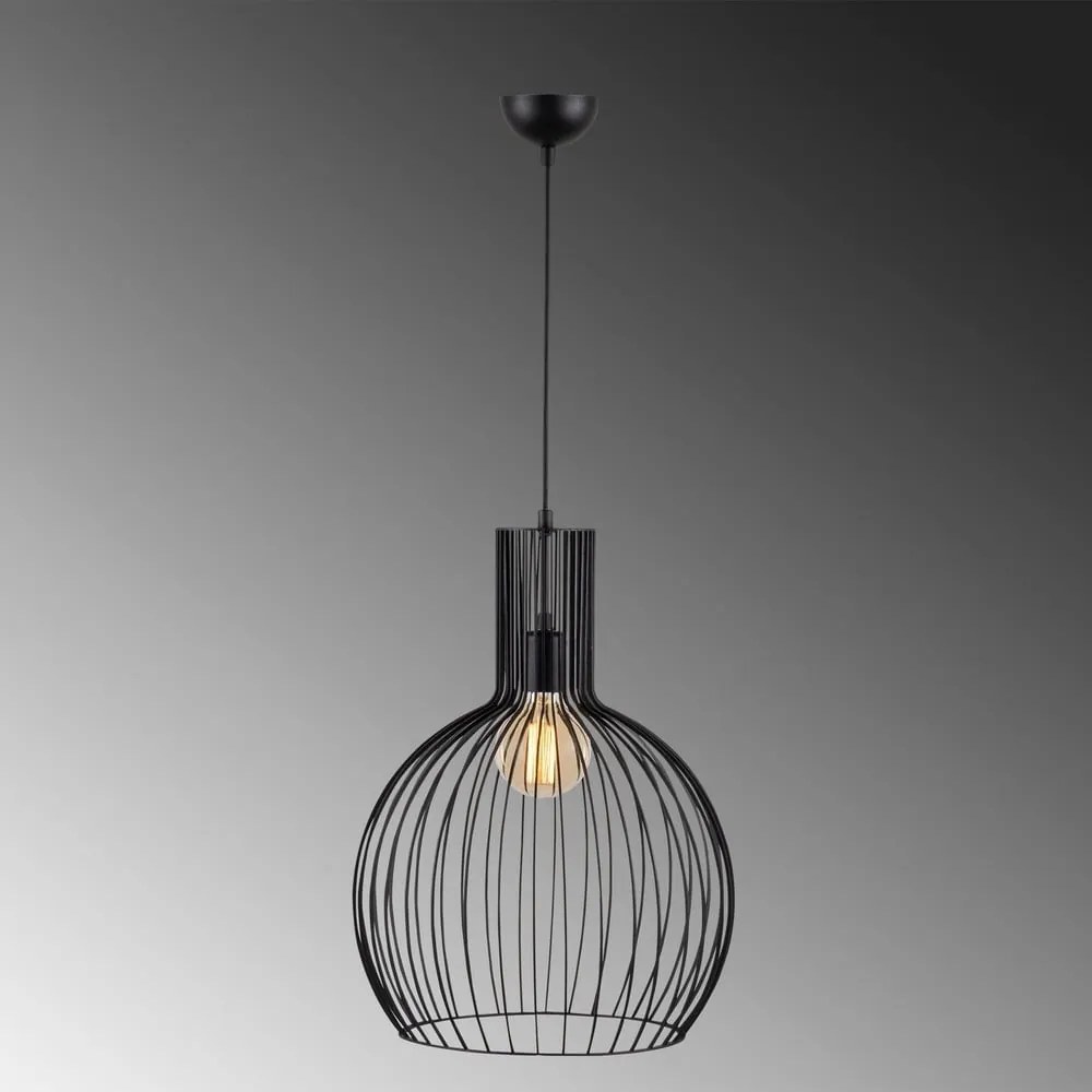 Lampadario nero con paralume in metallo ø 38 cm Fellini – Opviq lights