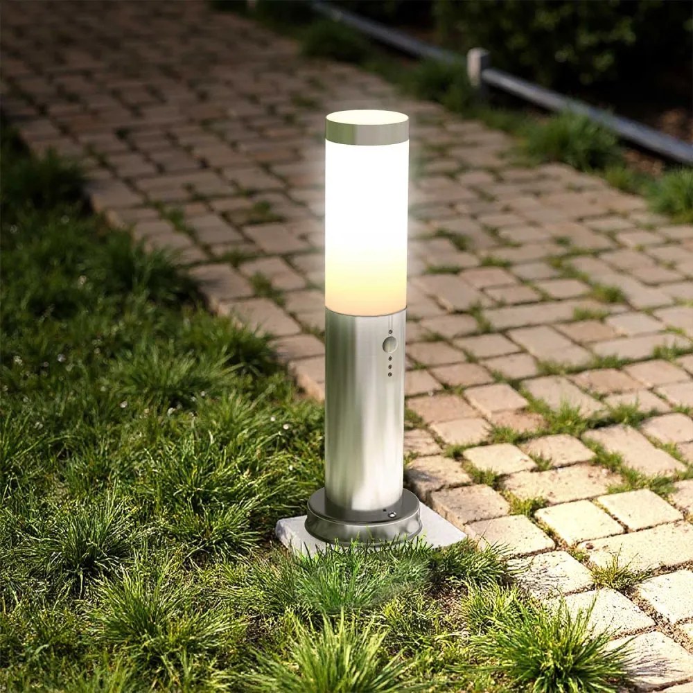 Paletto da giardino con Sensore Movimento 40cm Acciaio Inox E27 Colore Inox