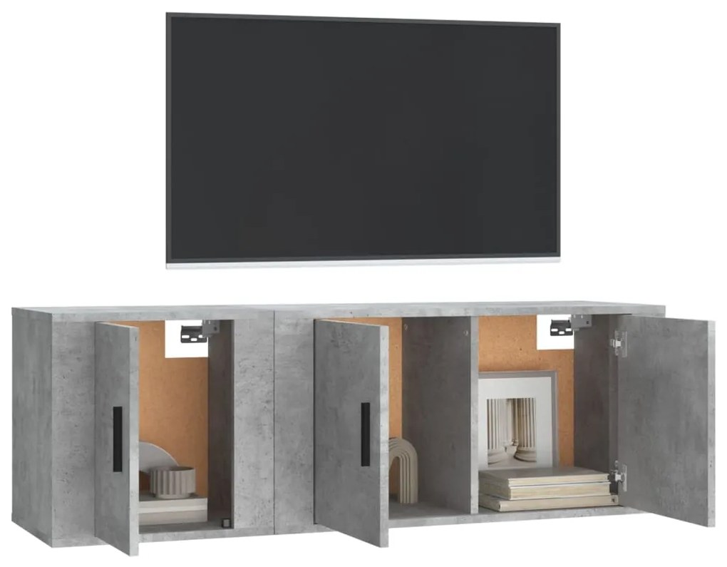 Set di Mobili Porta TV 2 pz Grigio Cemento in Legno Multistrato