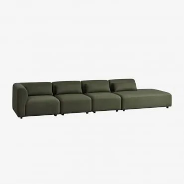 Divano Modulare Angolare Fogler In 4 Pezzi Con Chaise Lounge Destra Ciniglia Verde Salvia - Sklum