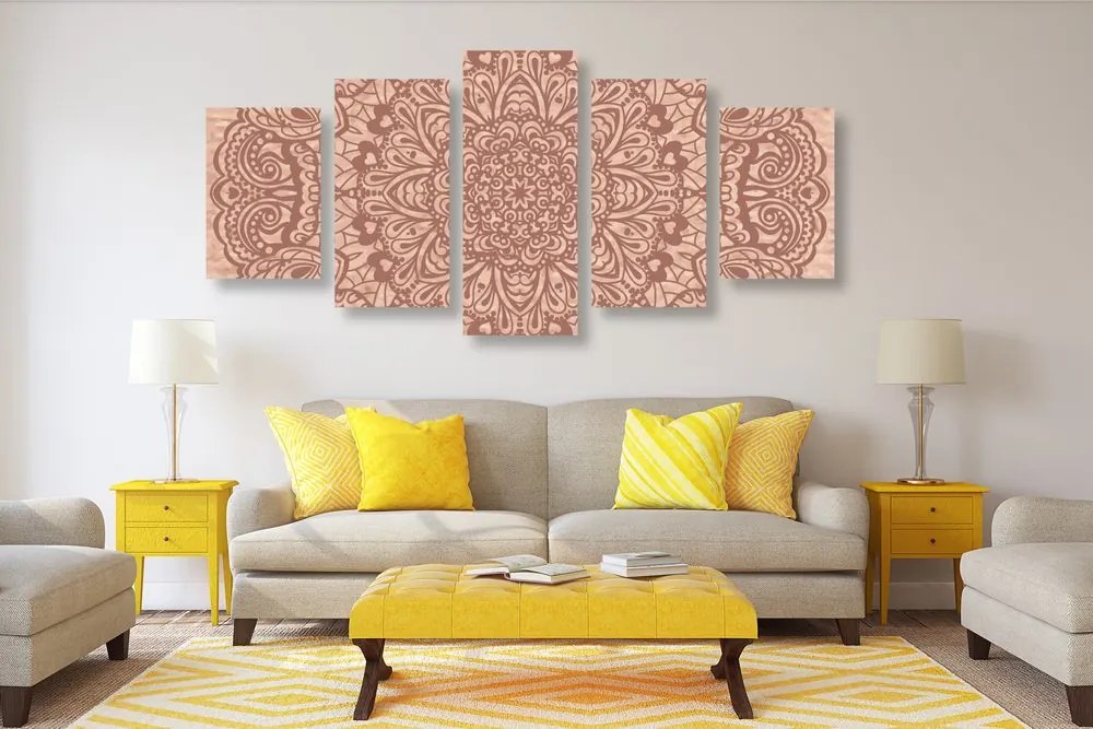 Quadri 5 pezzi – Mandala floreale