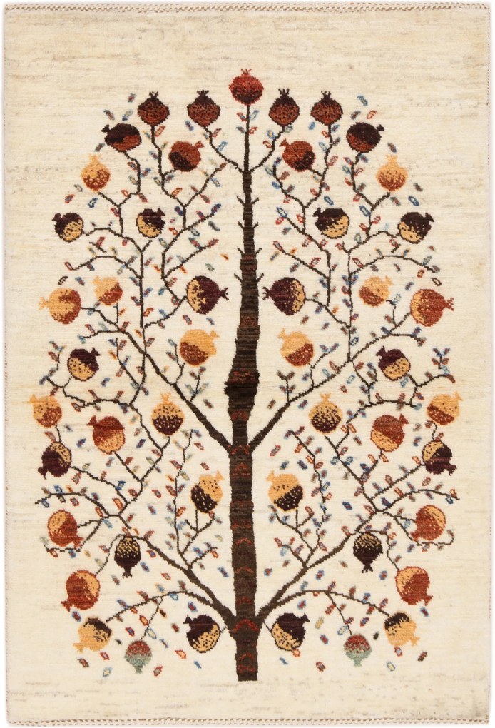 Loribaft Tappeto 90x130 Beige (Iran) Annodato A Mano