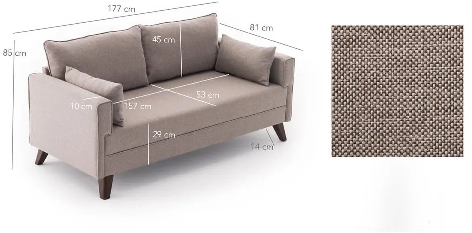 Divano beige 177 cm Bella - Balcab Home