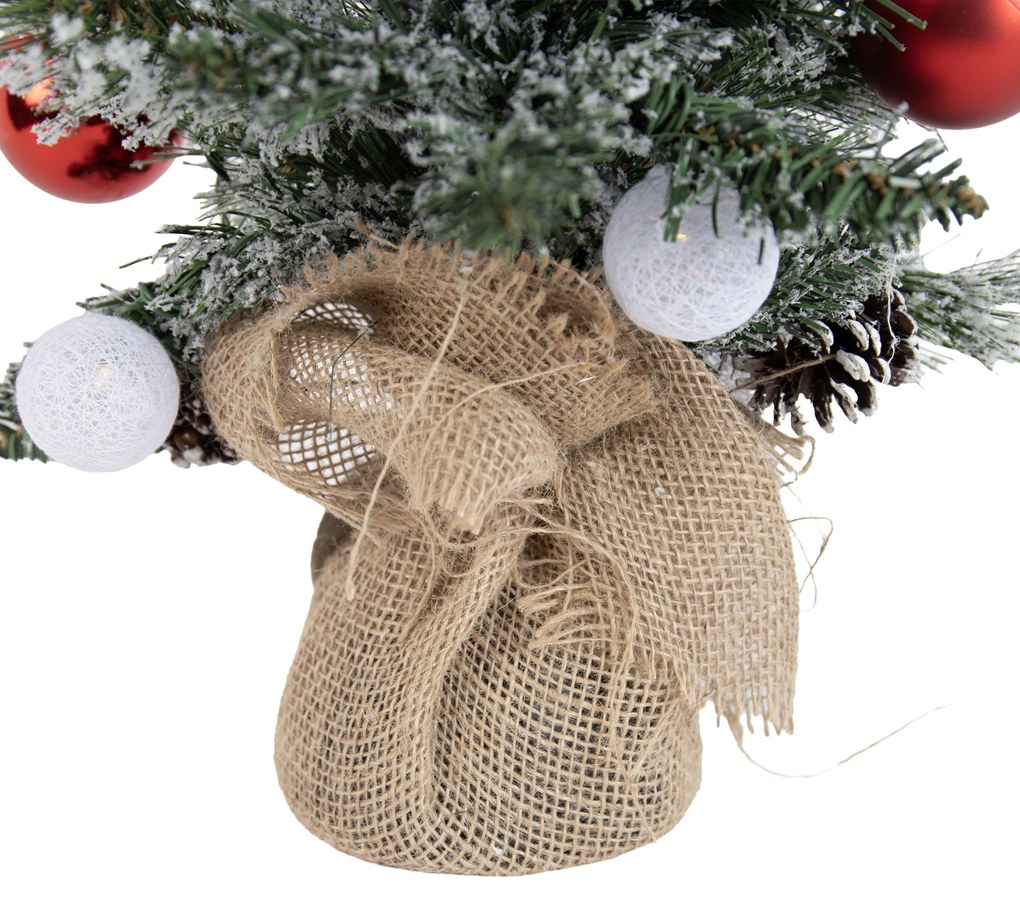 Albero di Natale bianco con rosso 60 cm con LED e timer - Jack