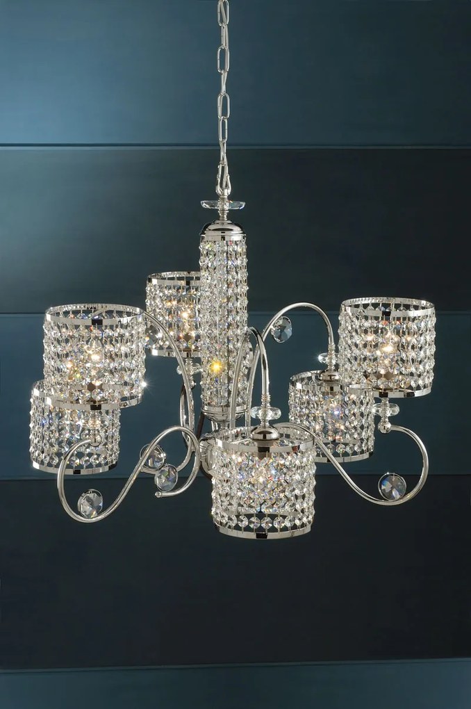 6-light chandelier chrome and crystal- 1045/3+3 - Contemporary - Arredo Luce Cromo