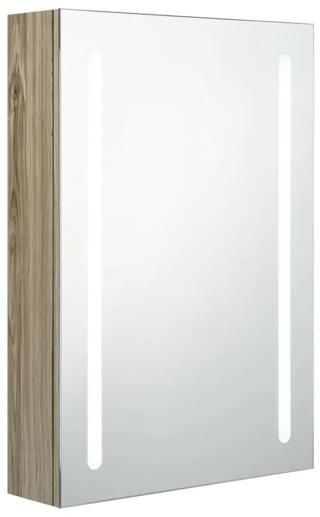 Armadietto bagno con specchio e led rovere 50x13x70 cm