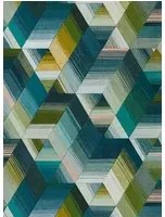 Geometrische Tapete Arccos von Harlequin - Emerald/ Blush