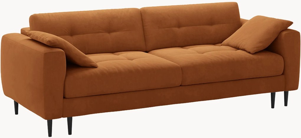 Divano letto 3 posti in velluto con contenitore Lazio, larg. 242 cm