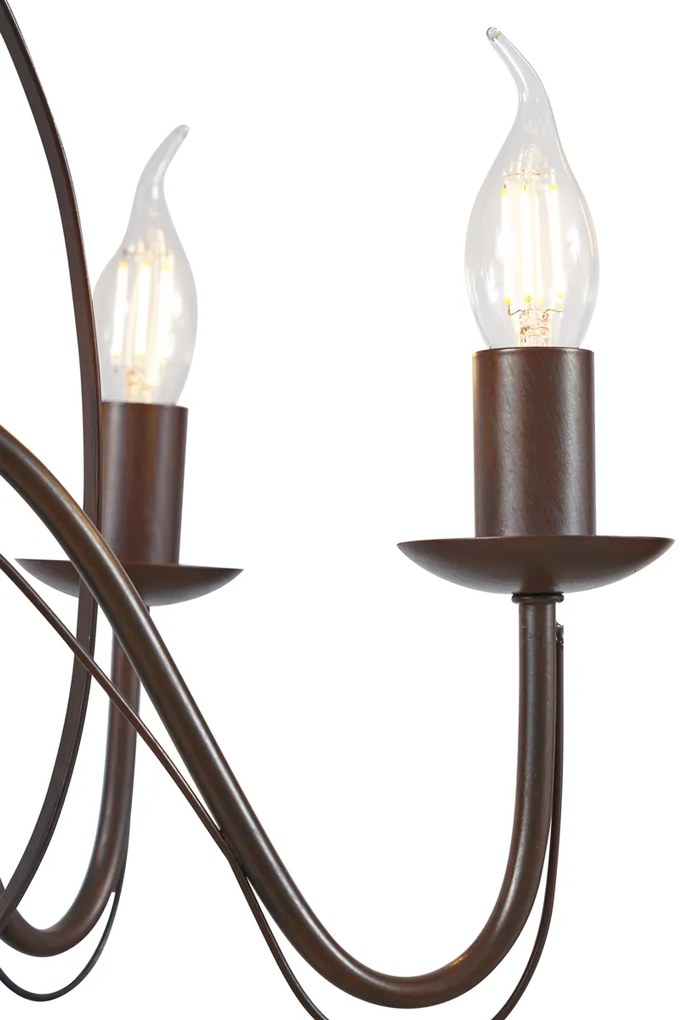 Lampadario classico marrone ruggine a 5 luci - Giuseppe