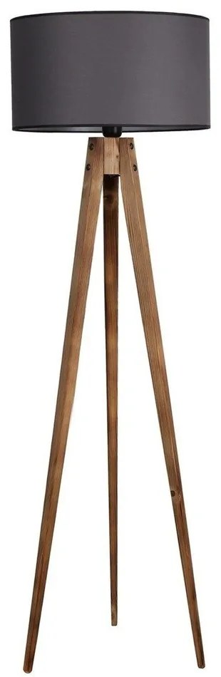 Lampada da terra nera/marrone con paralume in tessuto (altezza totale 153 cm) Tripod – Opviq lights