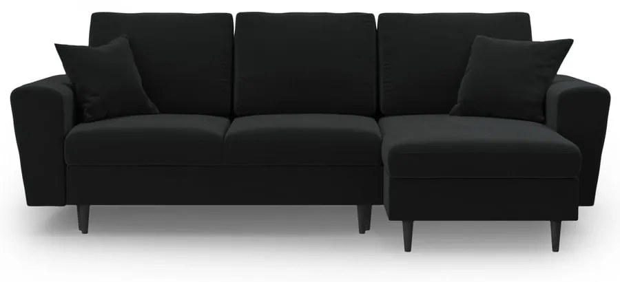 Divano angolare nero allungabile e con contenitore con rivestimento in velluto Kyoto – Cosmopolitan Design