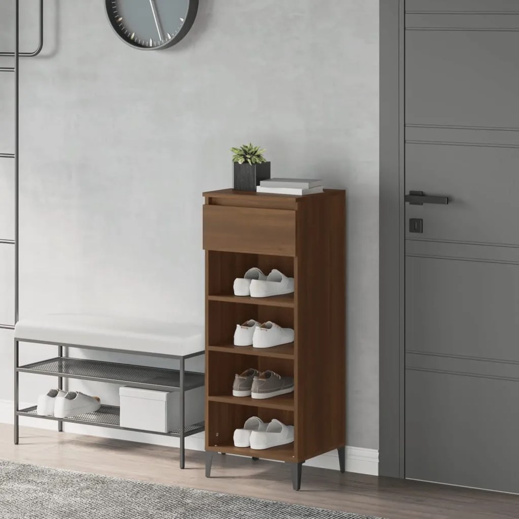 Scarpiera Rovere Marrone 40x36x105 Cm İn Legno Multistrato /
