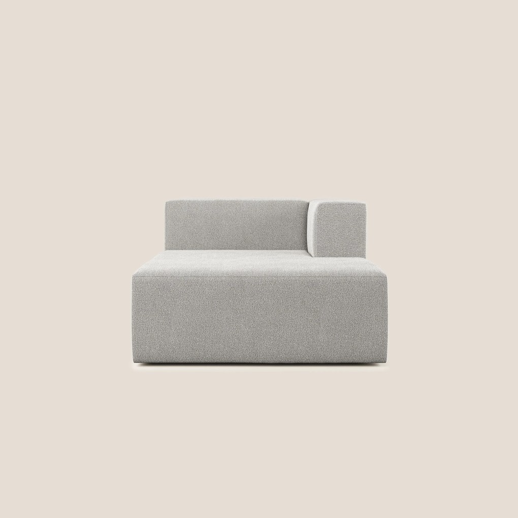 Nettuno modulo chaise longue in morbido tessuto bouclè T07 grigio