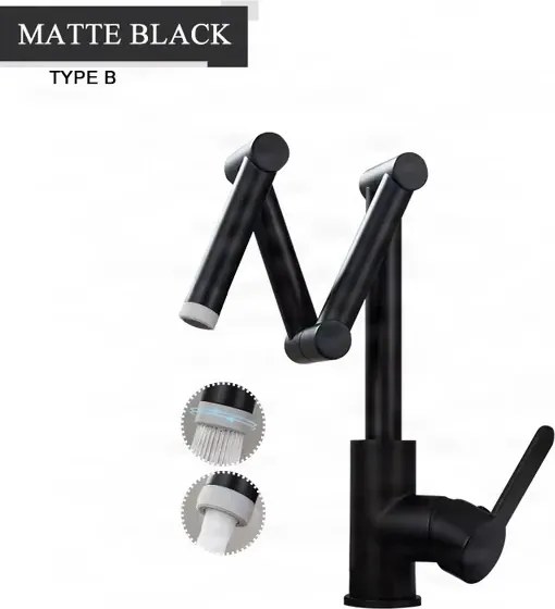 Rubinetto da bagno ELITE EDITION KS1409 da piano con LED, bocca girevole e doccetta multigetto, in più finiture dal cromo al nero opaco — Oro