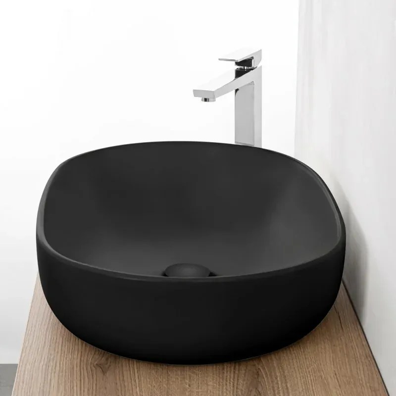 Lavabo da appoggio ovale 60x41 cm nero opaco Tokyo