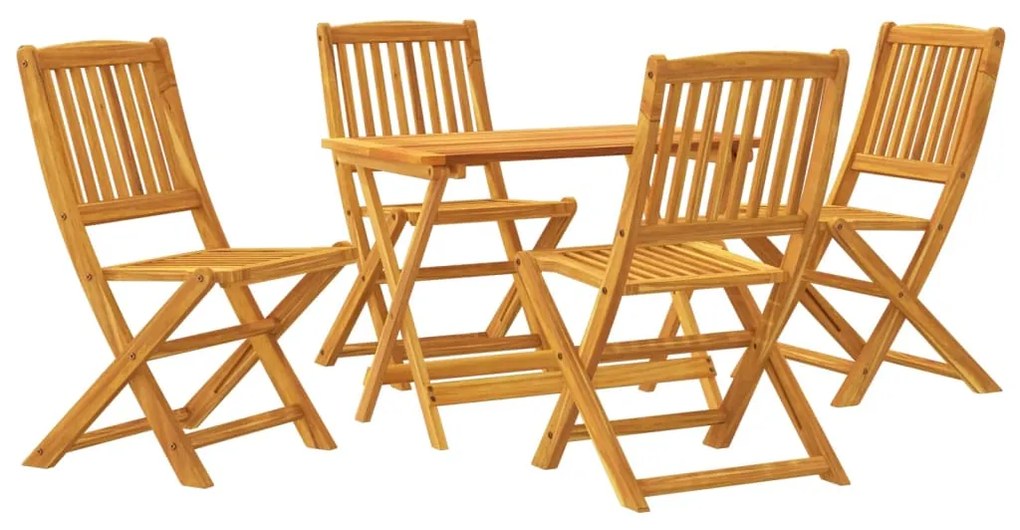 Set pranzo da giardino pieghevole 5pz legno massello di acacia