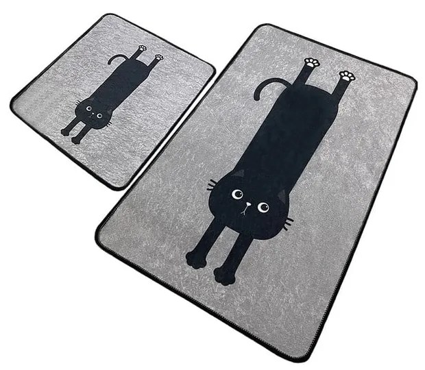 Set di tappetini per il bagno neri/grigi 2 pz 60x100 cm Comfort – Foutastic