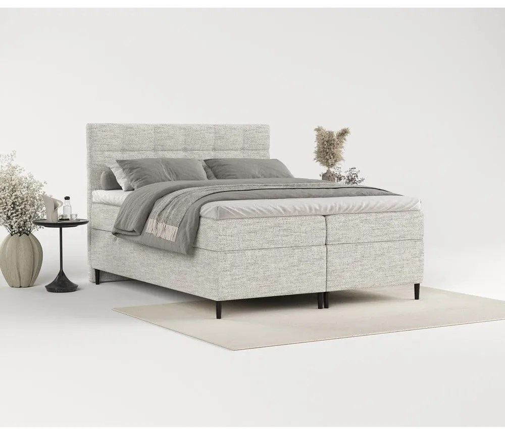Letto boxspring grigio chiaro con contenitore 180x200 cm Urbaneo - Maison de Rêve