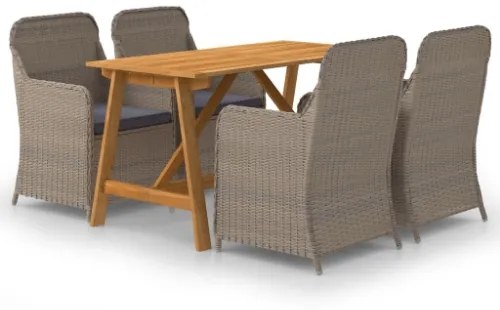 Set Mobili da Pranzo per Giardino 5 pz Marrone