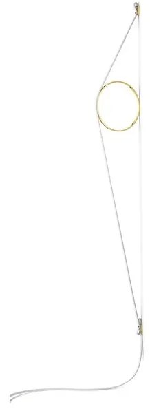 Flos Wirering Lampada da parete H.208 cm a luce indiretta con dimmer e Cavo bianco/Anello Oro