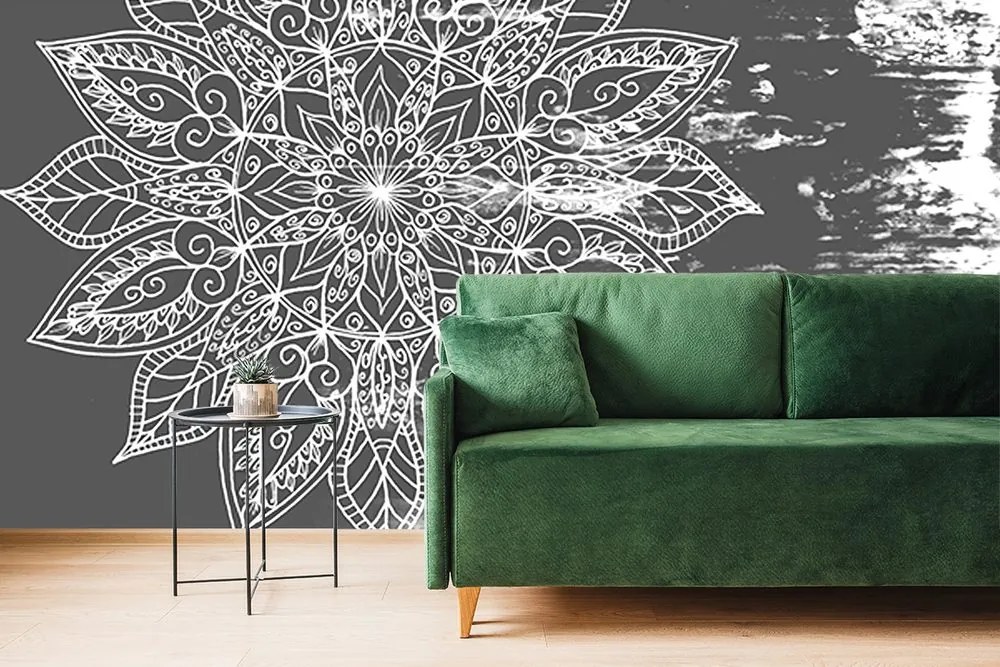Carta da parati autoadesiva – Texture di mandala in bianco e nero