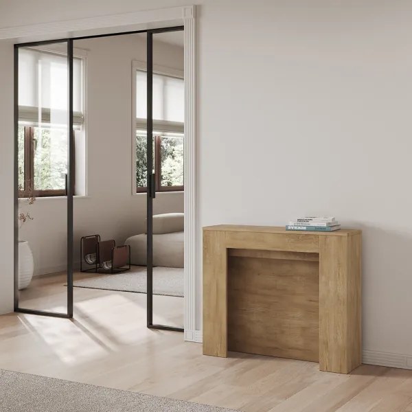 Consolle allungabile 90x25/211 cm NIVES Quercia Natura allunghe interne