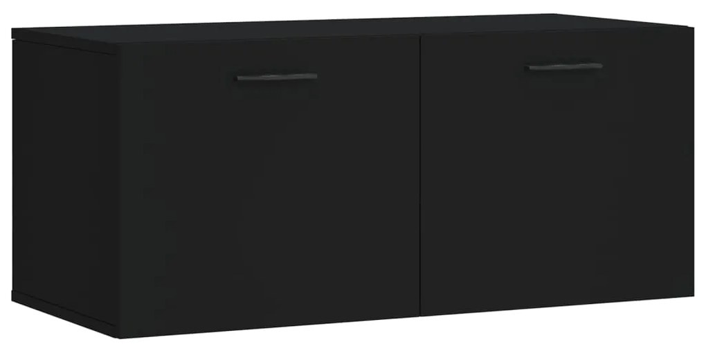 Mobile a parete nero 80x36,5x35 cm in legno multistrato