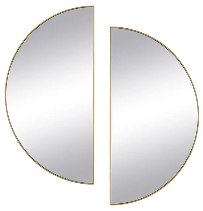 Lotto di 2 Specchio a semicerchio di design L.50 x H.100 cm in Metallo Dorato - GAVRA