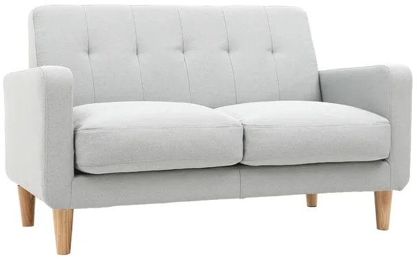 Divano design scandinavo a 2 posti tessuto grigio chiaro LUNA