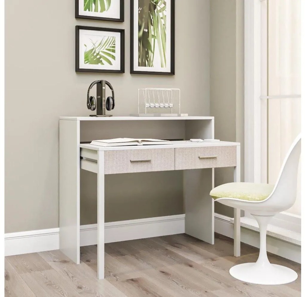 Tavolo da lavoro 88x99 cm bianco/beige