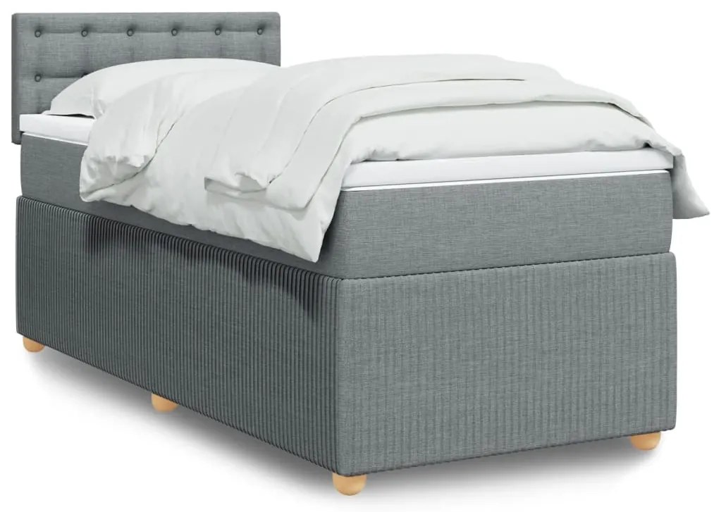 Giroletto A Molle Con Materasso Grigio Chiaro 90x190 Cm Tessuto /