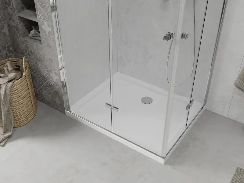 Mexen Lima Duo cabina doccia pieghevole 80 x 70 cm, trasparente, cromo + piatto Flat - 856-080-070-01-02-4010