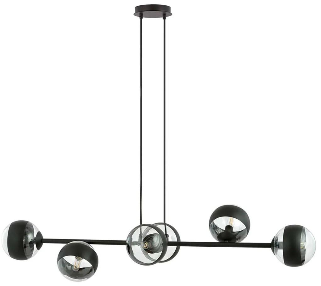 Lampadario Contemporaneo Durga Acciaio Nero 6 Luci E14 Ip20