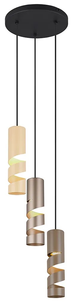 Moderne hanglamp zwart met taupe en beige 3-lichts - Stream