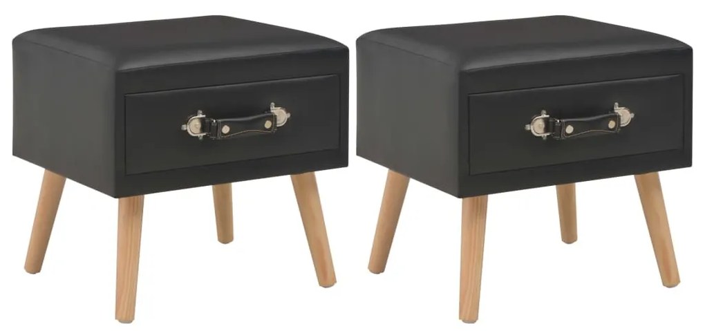Comodini Neri 2 Pz 40x35x40 Cm İn Similpelle /