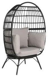 Poltrona da giardino DKD Home Decor Nero Grigio Metallo rattan sintetico 99 x 71 x 147 cm