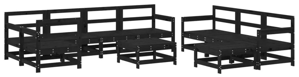 Set divani da giardino 10 pz con cuscini legno massello nero