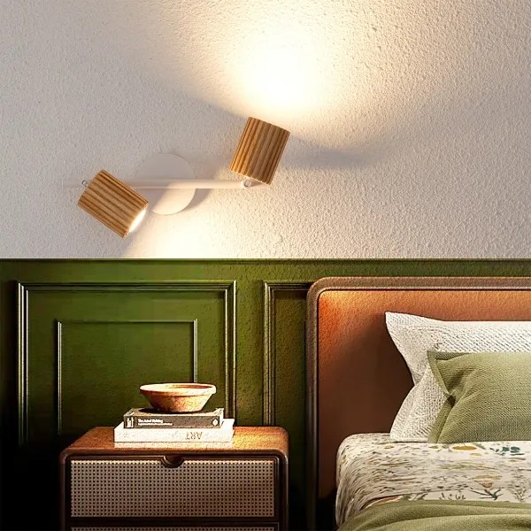 Brilagi - Lampada a faretti MODERN WOOD 2xGU10/8W/230V legno/bianco