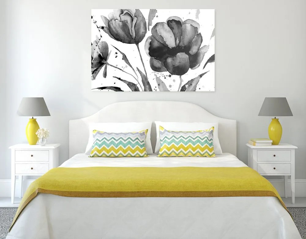 Stampa su tela – Tulipani stupendi in bianco e nero in versione interessante