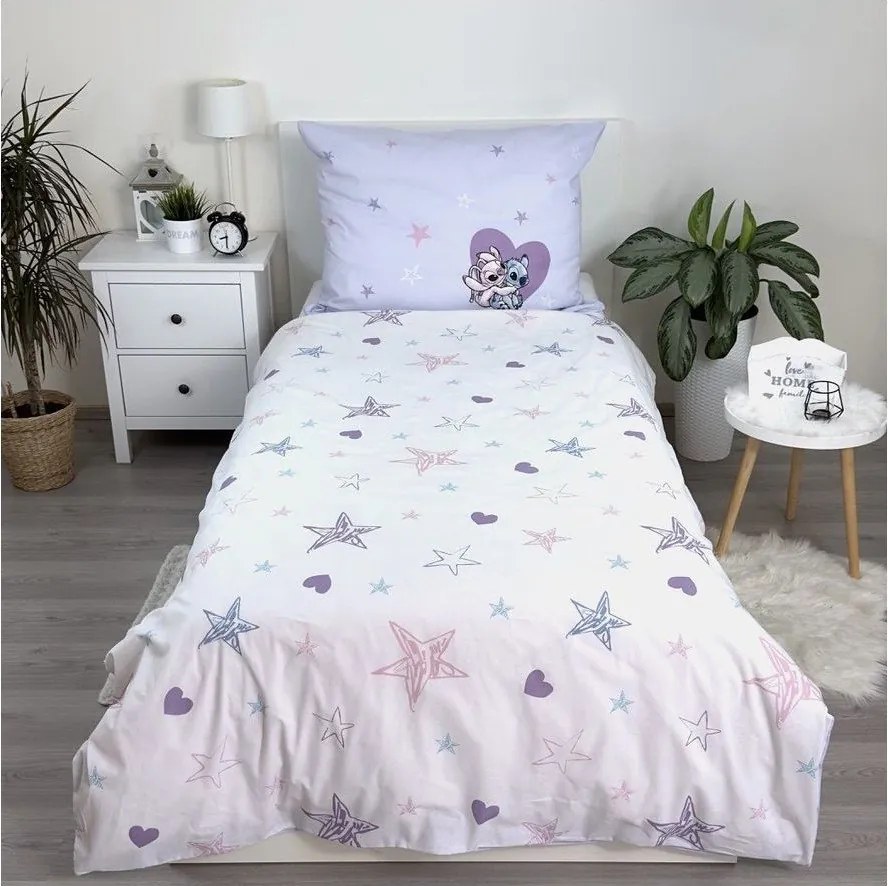 Biancheria da letto per bambini in cotone per letto singolo 140x200 cm Lilo and Stitch "Heart" – Jerry Fabrics