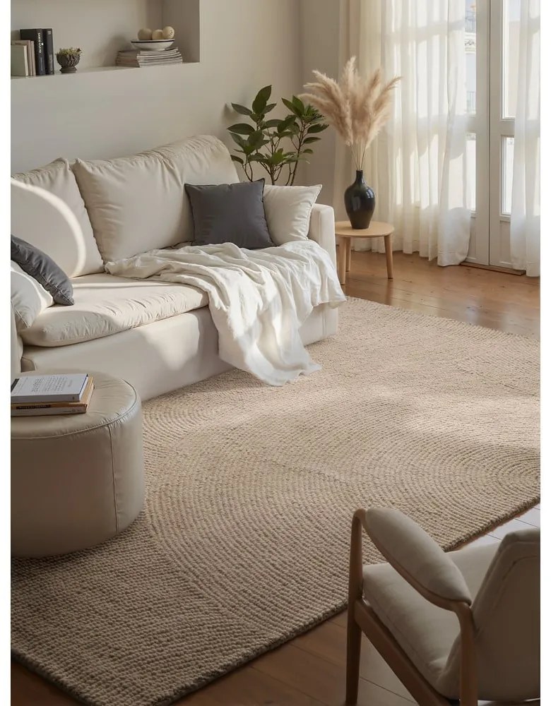 Tappeto beige in lana tessuto a mano 120x180 cm Eleni Light Beige – Hanse Home