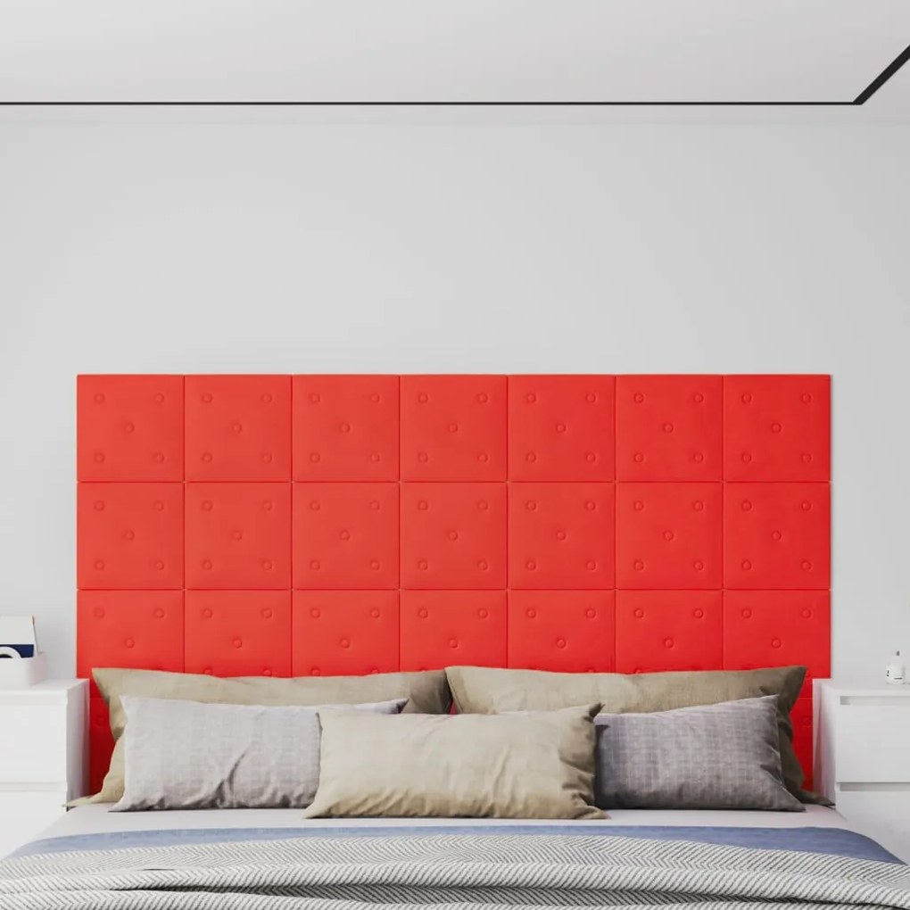 Pannelli Murali 12 Pz Rossi 30x30 Cm Similpelle 1,08 M² /