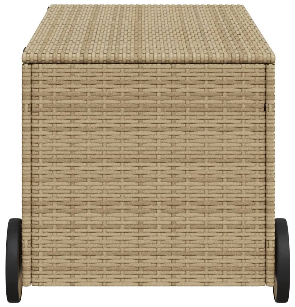 Contenitore da giardino con ruote beige misto 190l polyrattan