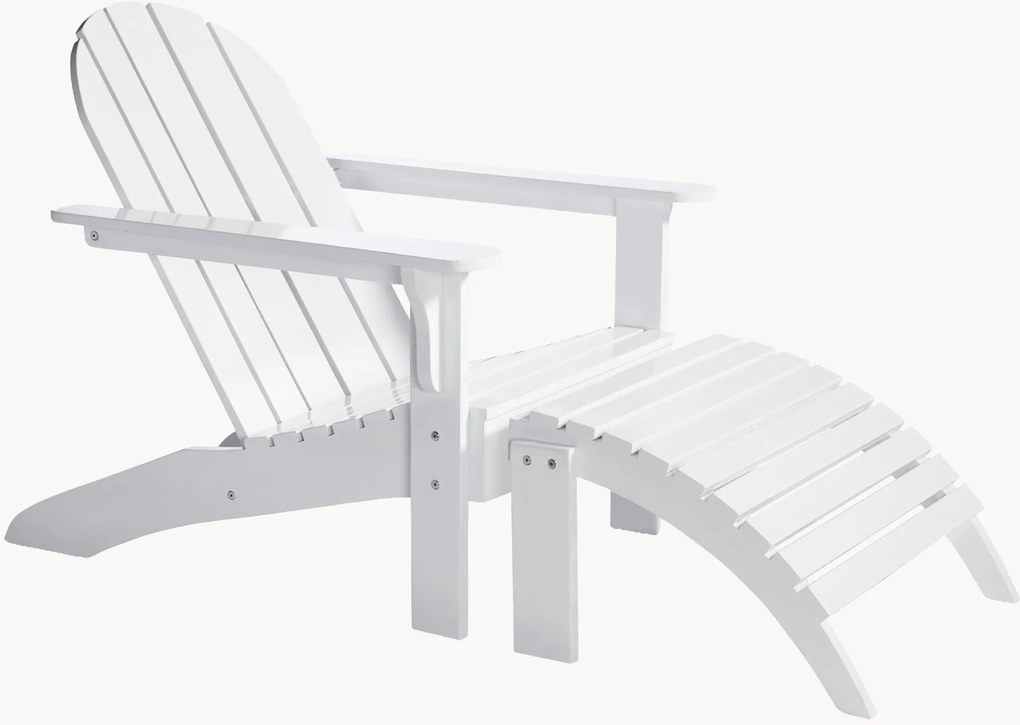 Sedia a sdraio da giardino in mogano fatta a mano con sgabello Adirondack